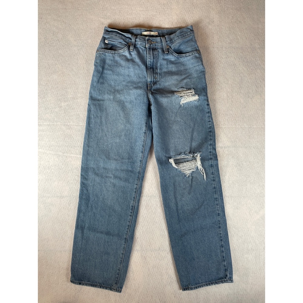 Levi's‎ 94 Baggy Jeans Medium Wash Distressed Denim Straight Women's W28 L31